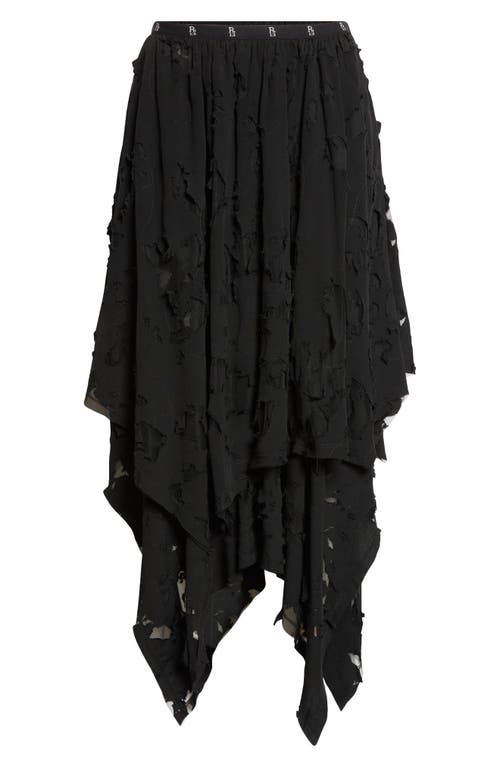 R13 Ripped Handkerchief Midi Skirt In Black