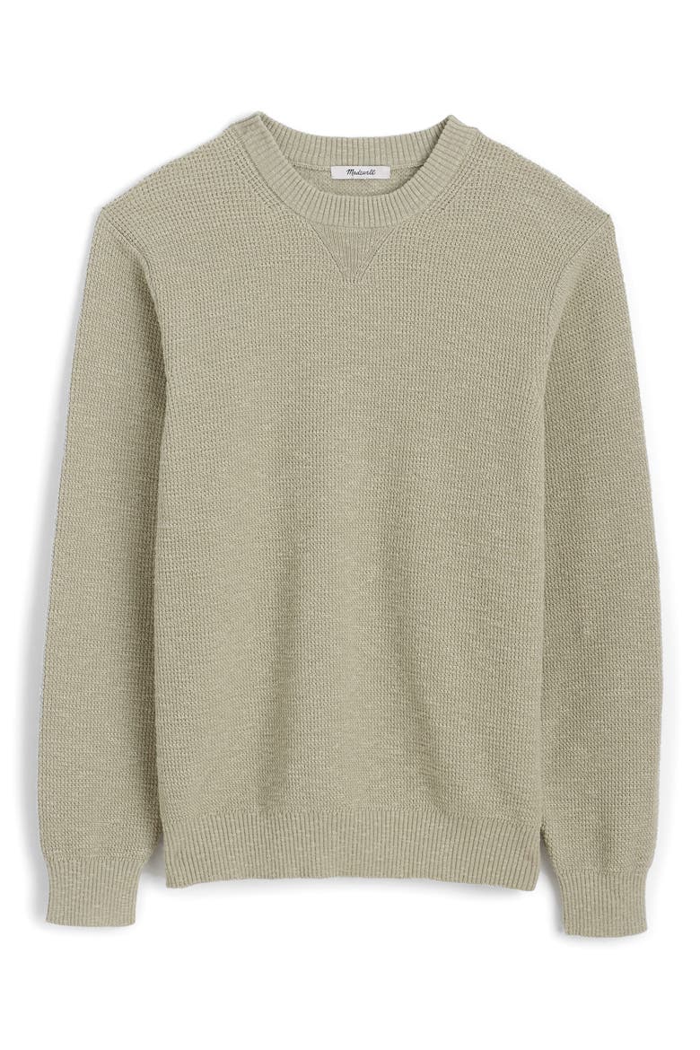 Waffle Knit Crewneck Sweater, Alternate, color, DUSTY CELADON