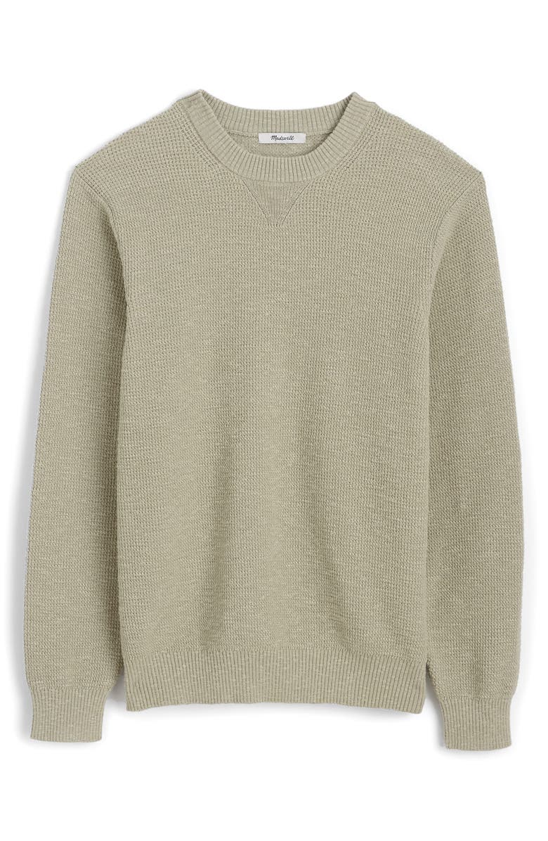 Madewell Waffle Knit Crewneck Sweater, Alternate, color, Dusty Celadon