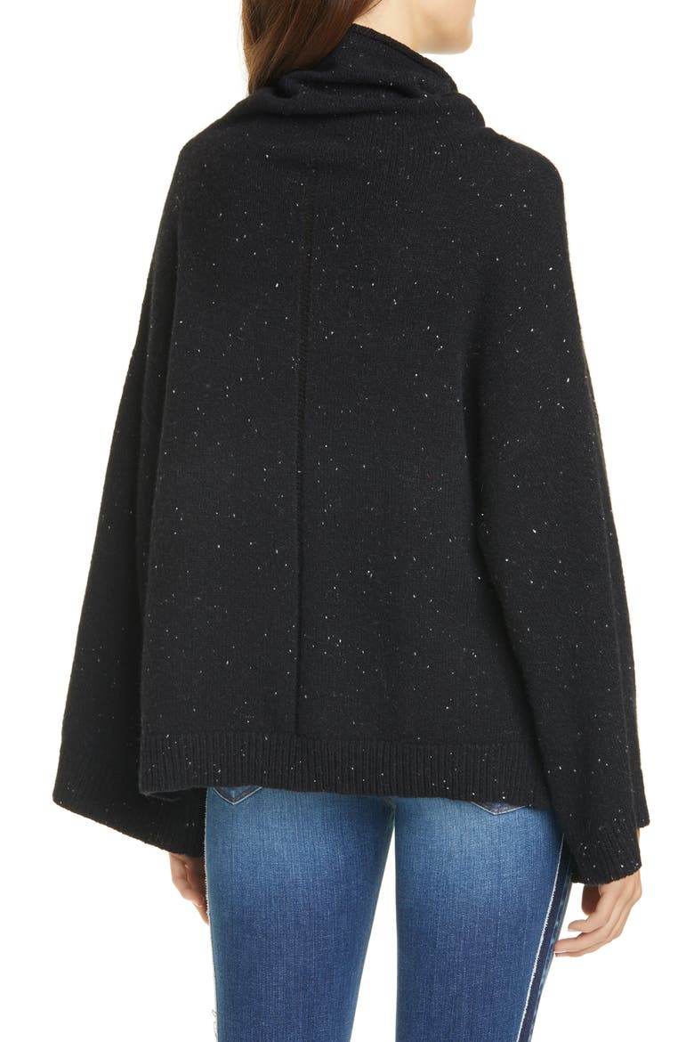 Funnel Neck Swing Cashmere Sweater, Alternate, color, NOIR MULTI