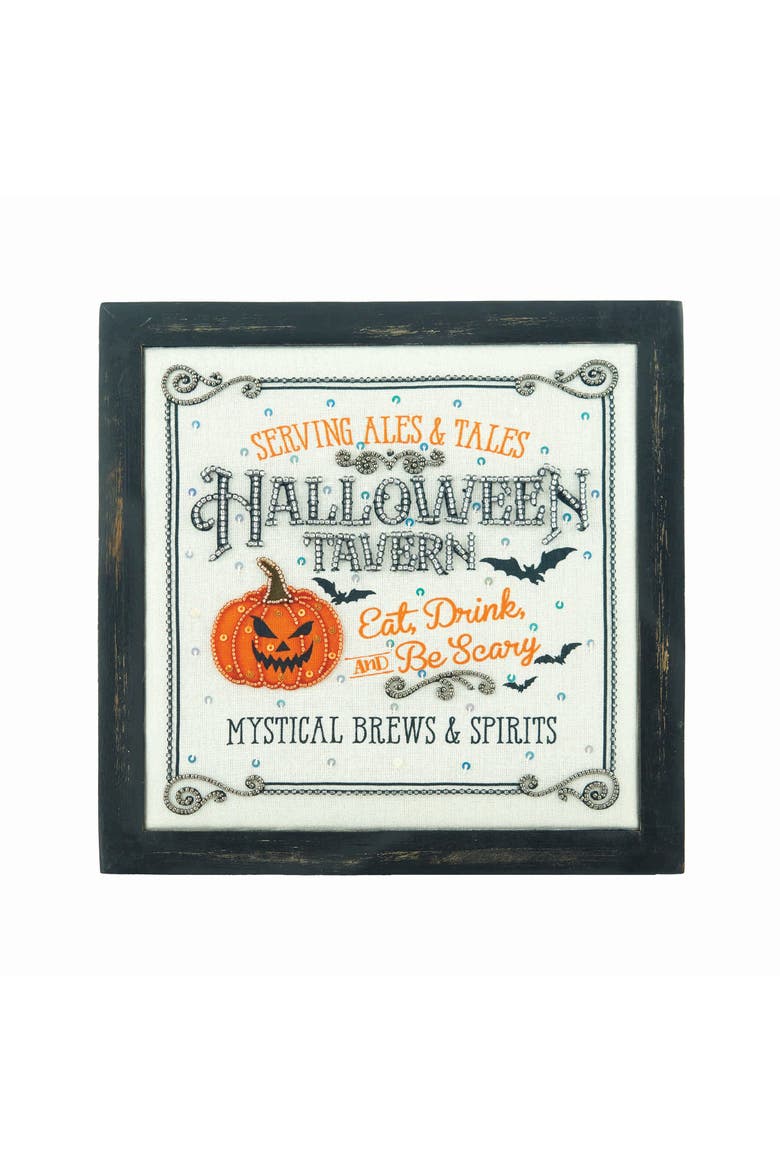 Decorative Hanging Art Halloween Tavern Shadow Box 10" x 10", Main, color, Black