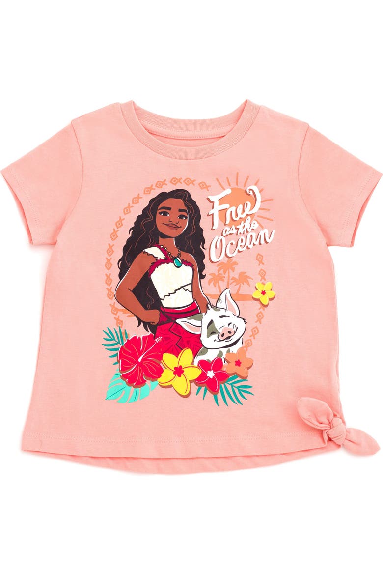 Moana T-Shirt and Chambray Shorts Set, Alternate, color, Pink Moana Pua