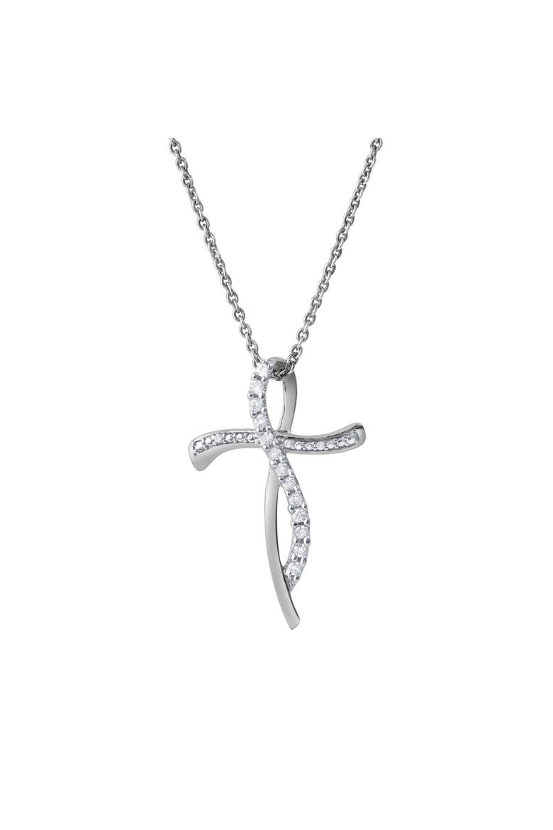 Elarith 0.15 Cts Natural Diamond Cross 14K Gold Pendant, Main, color, 14K White Gold