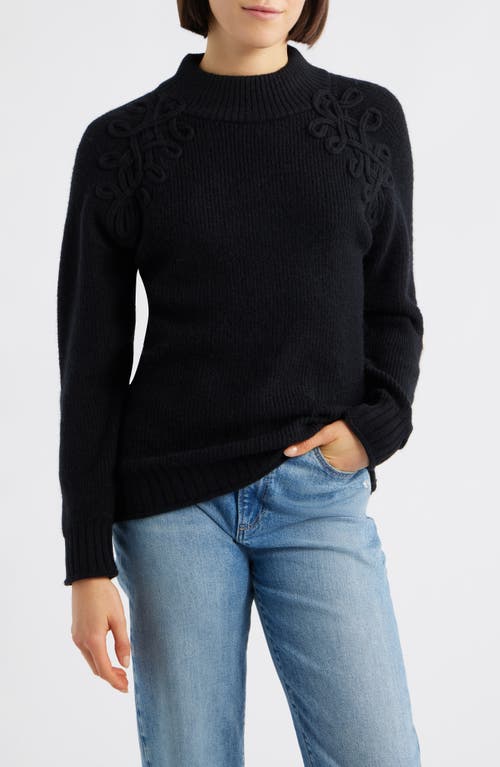 Wit & Wisdom Soutache Mock Neck Sweater In Black