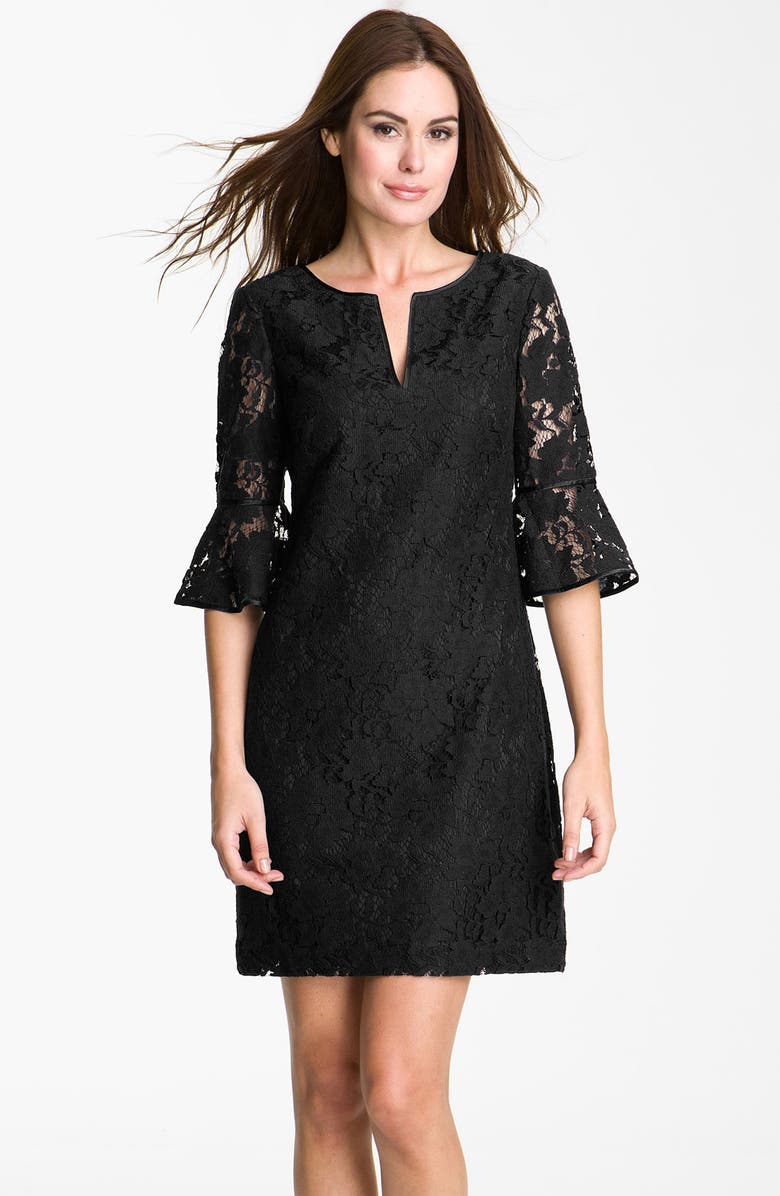Adrianna Papell Ruffle Sleeve Lace Dress, Main, color, 