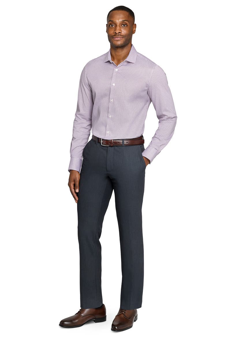 Slim Fit Micro Square Print Reworked Cotton Dress Shirt, Alternate, color, WHITE/ RED