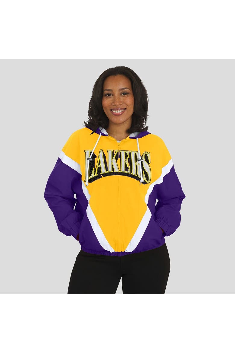 Women's WEAR by Erin Andrews  Gold/Purple Los Angeles Lakers Color-Block Full-Zip Windbreaker, Alternate, color, Gold
