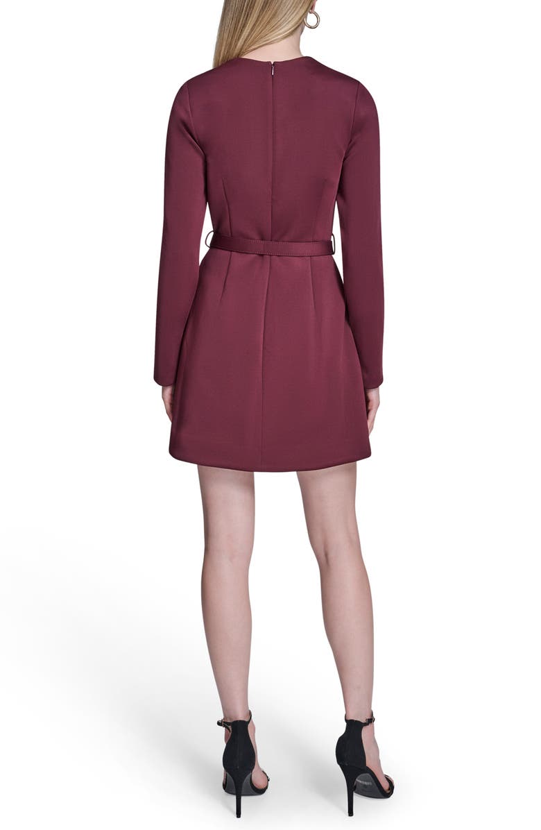 BCBG Belted Long Sleeve Sheath Dress, Alternate, color, Crimson Velvet