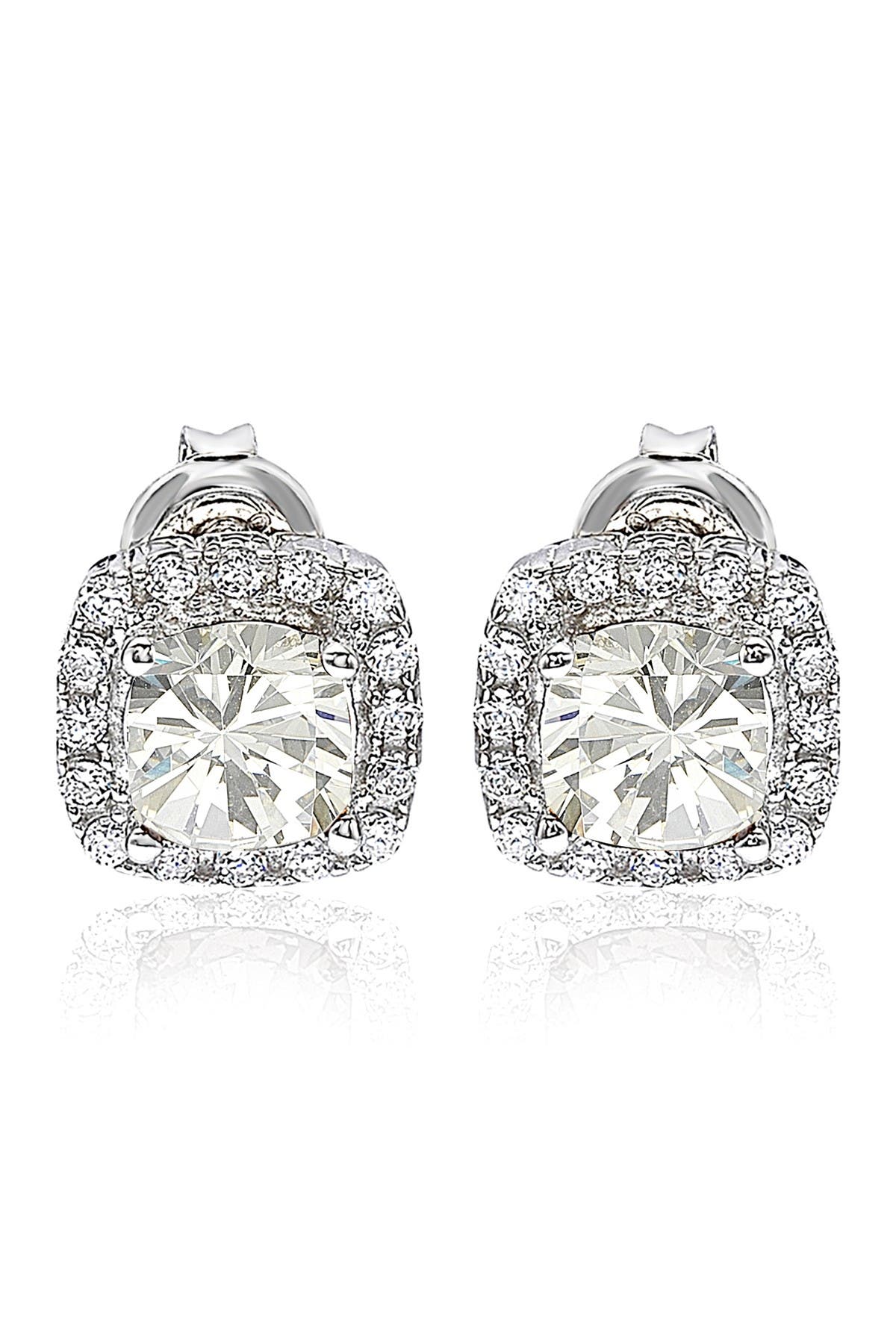SUZY LEVIAN Prong Set CZ Halo Stud Earrings