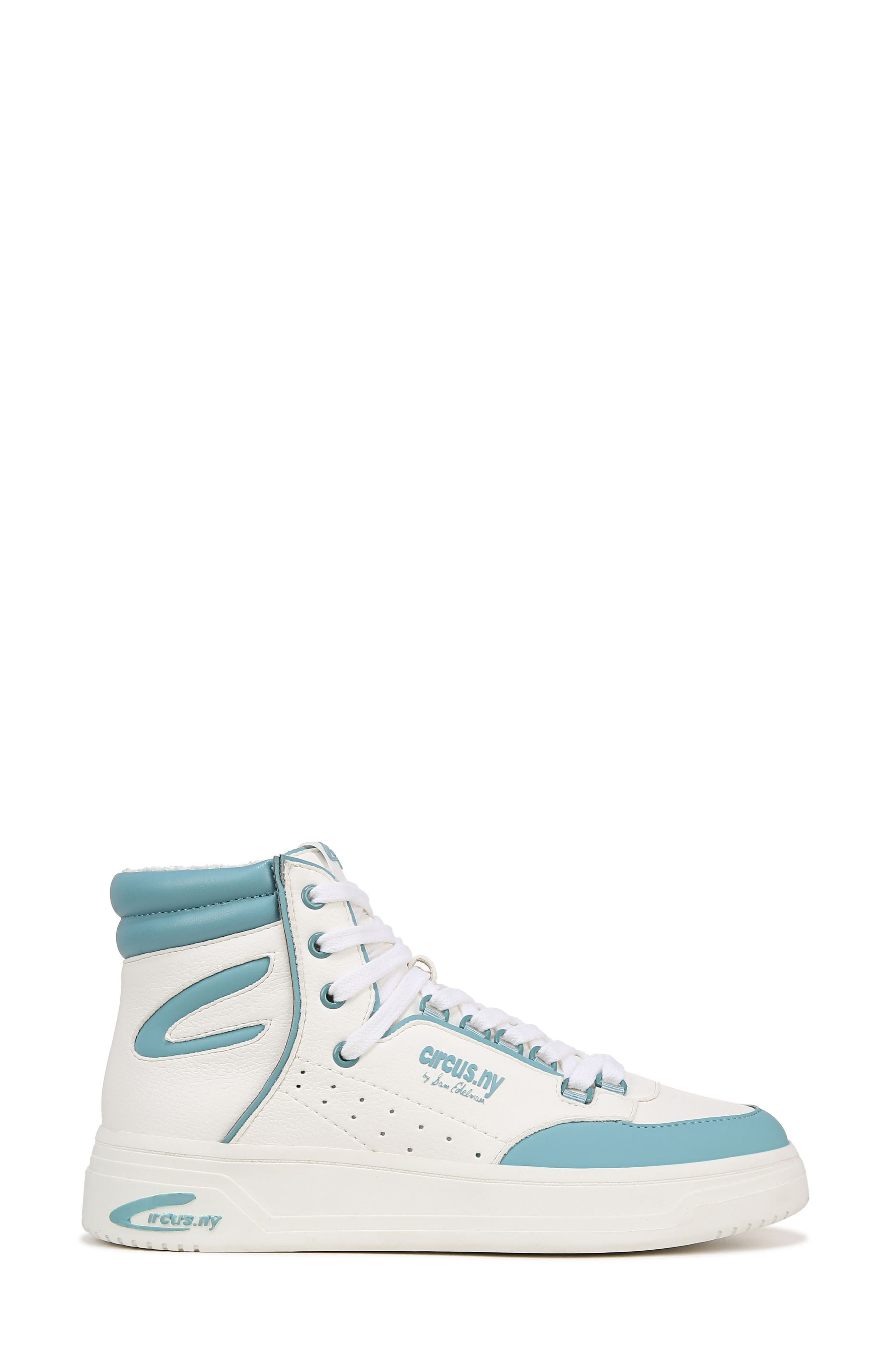 Irving High Top Platform Sneaker, Alternate, color, BRIGHT WHITE/ BLUE CRUSH