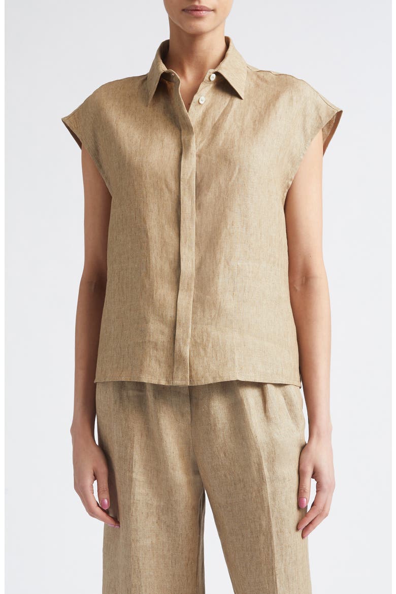 New Linen Water Repellent Boxy Vest, Main, color, 2000 SAND