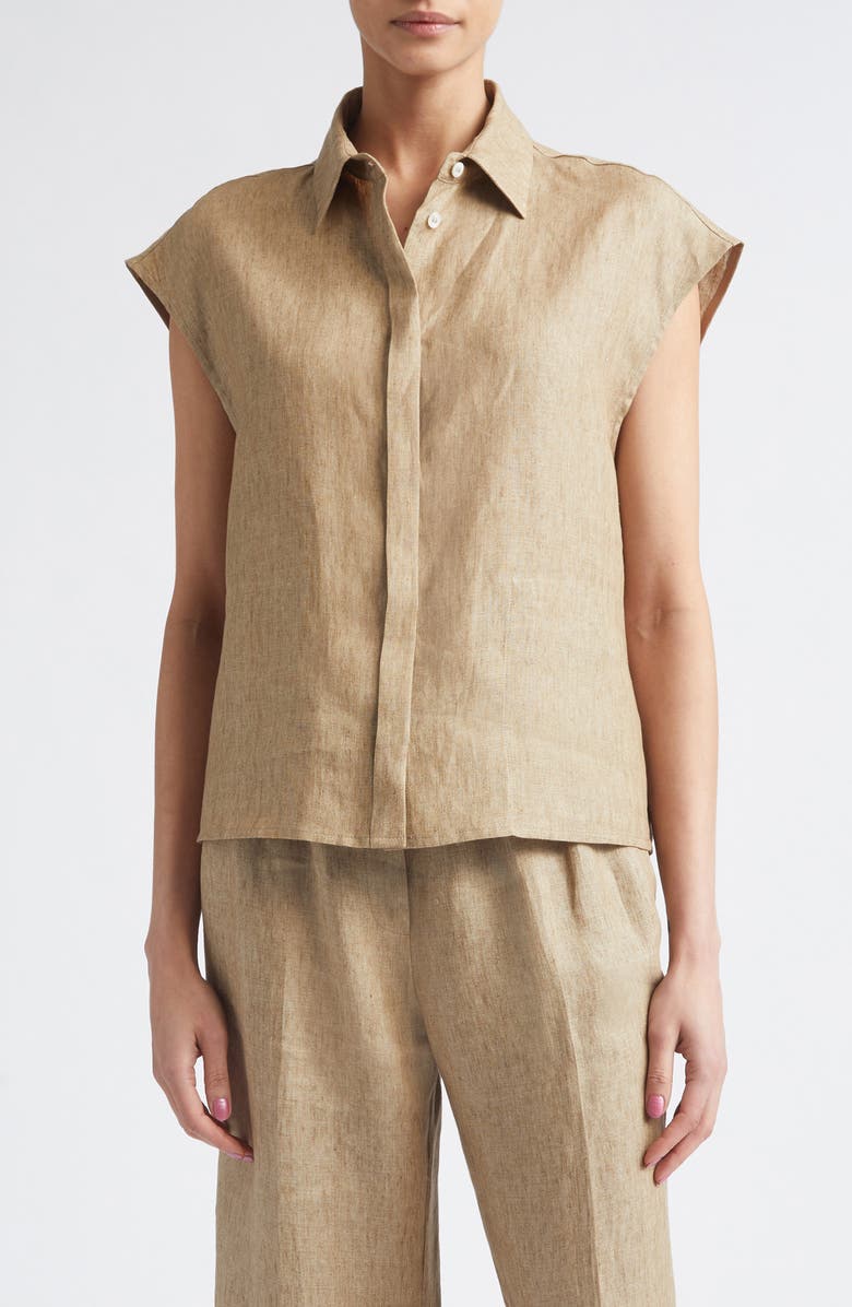 Herno New Linen Water Repellent Boxy Vest, Main, color, 2000 Sand