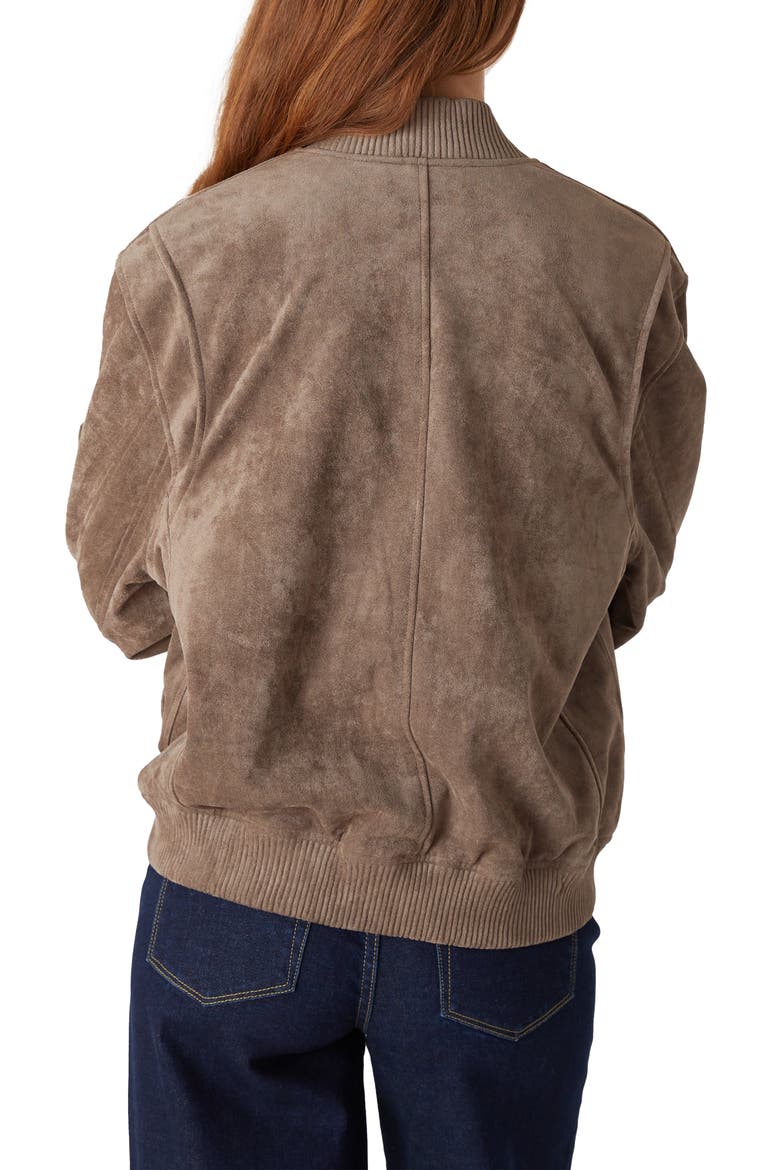 Faux Suede Bomber Jacket, Alternate, color, OYSTER SHELL