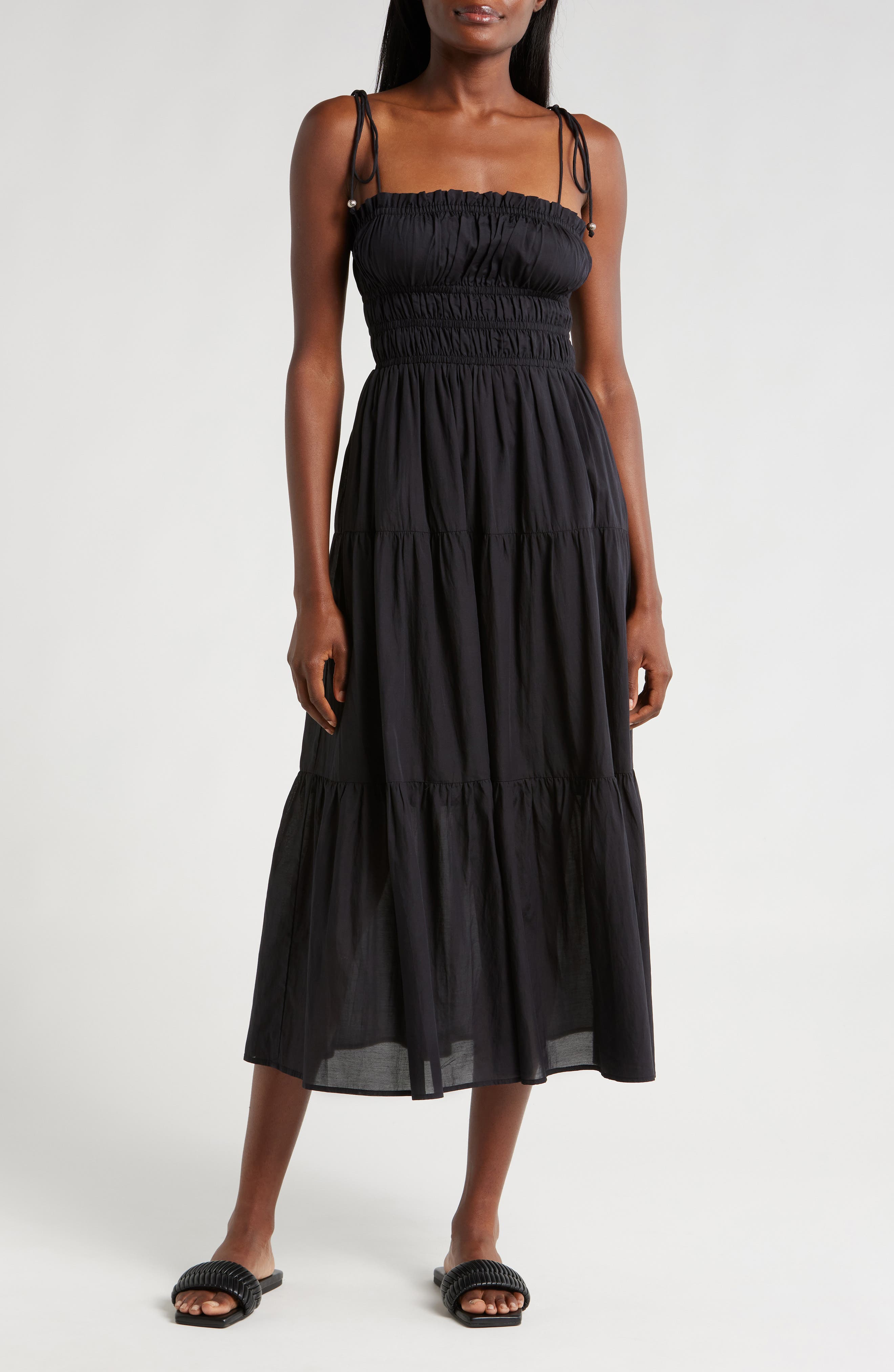 Elan Smocked Cover-Up Midi Dress