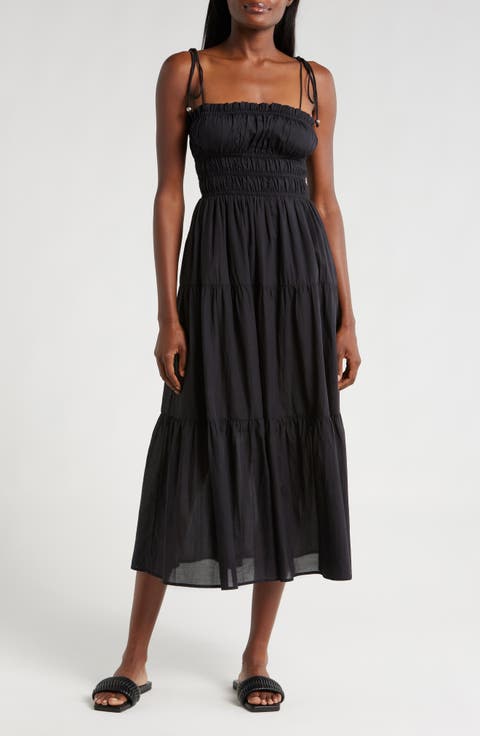 Smocked Cover-Up Midi Dress