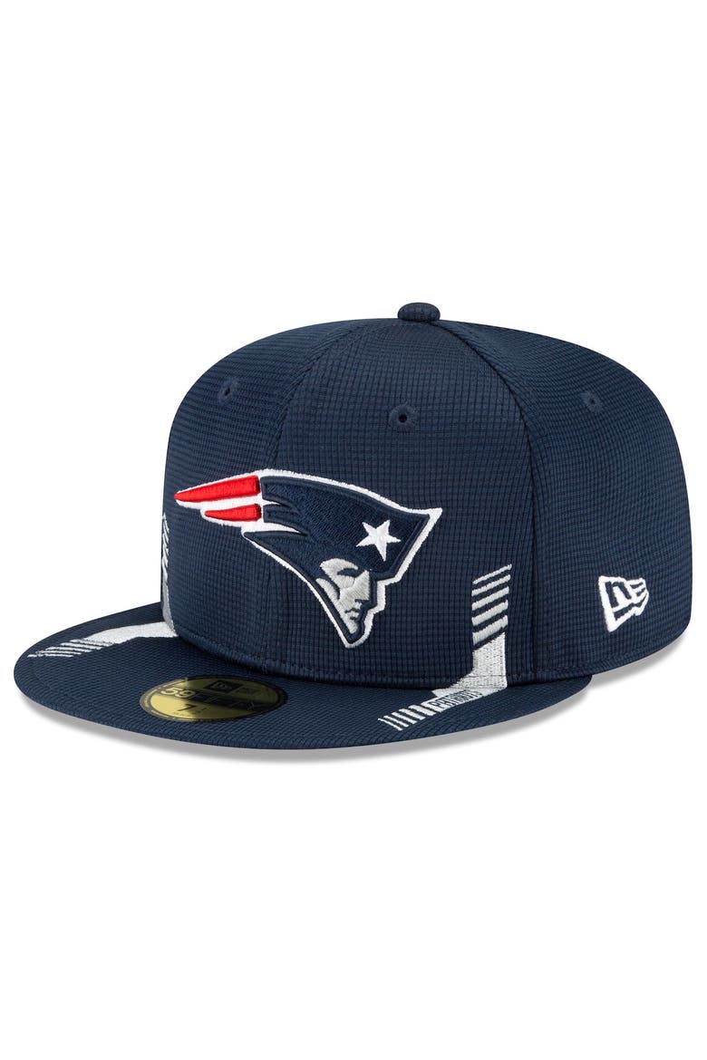 Men's New Era Navy New England Patriots 2021 NFL Sideline Home 59FIFTY Fitted Hat, Alternate, color, Navy