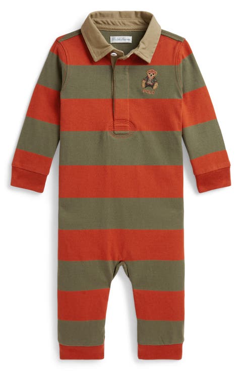 Kids' Polo Bear Stripe Jersey Coverall