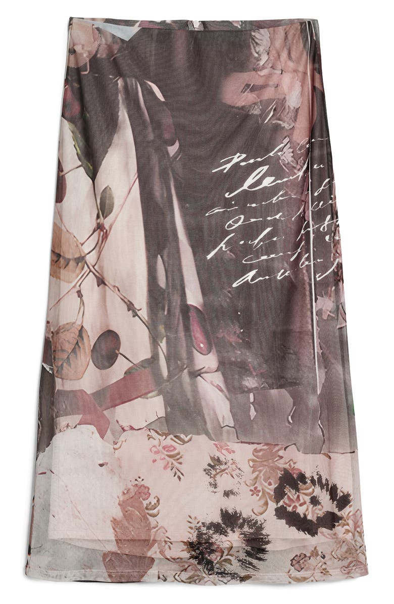 Desigual Print Midi Skirt, Alternate, color, Anthracite Gray