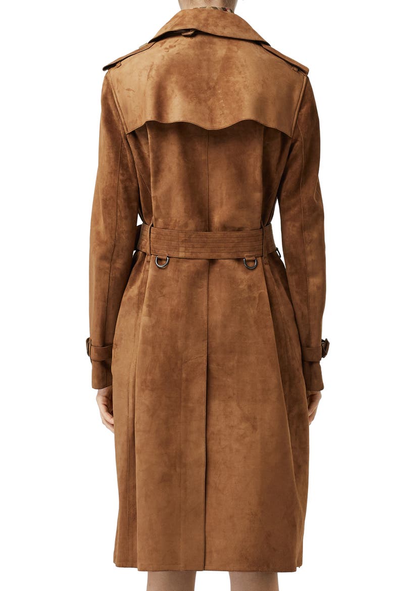 Haddington Suede Trench Coat, Alternate, color, SEPIA BROWN