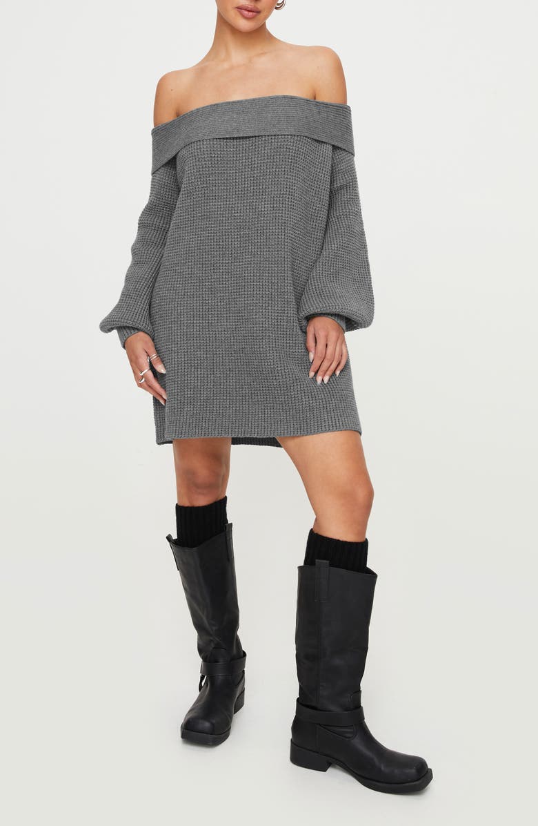 Princess Polly Deya Off the Shoulder Long Sleeve Minidress, Main, color, 