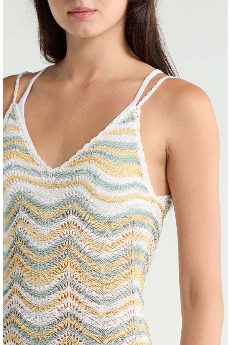 Chevron Fringe Cover-Up Maxi Dress, Alternate, color, WHITE MULTI