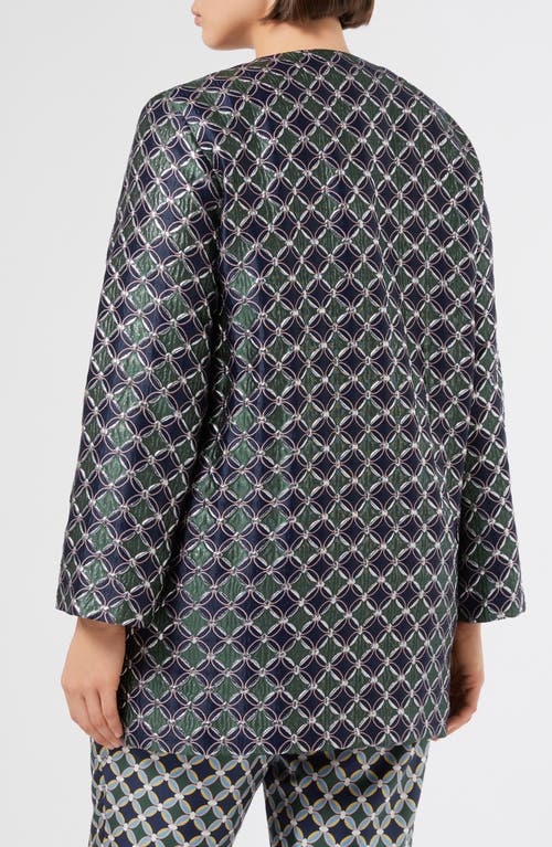 Marina Rinaldi Dinda Geometric Jacquard Jacket In Blue