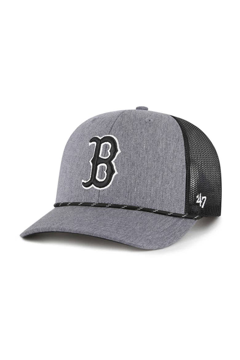 Men's '47 Charcoal Boston Red Sox Carbon Rope Trucker Adjustable Hat, Main, color, Charcoal