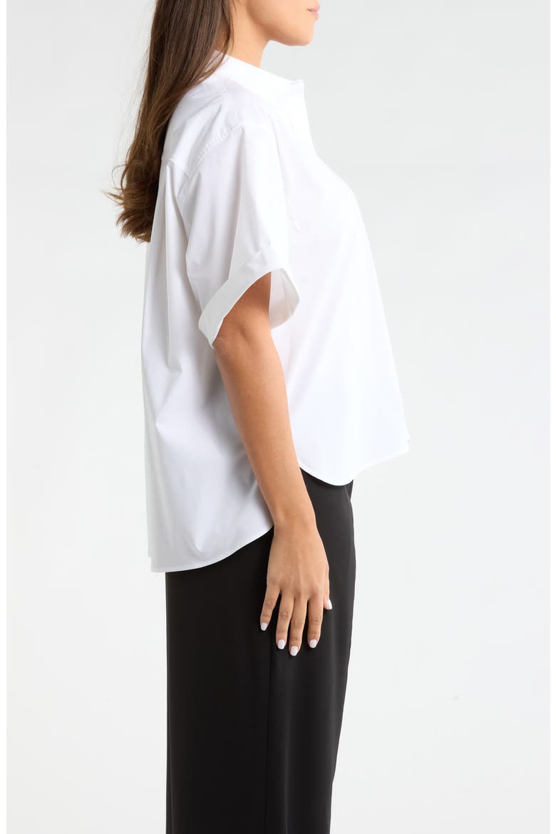 Corinna Oversize Short Sleeve Crop Button-Up Shirt, Alternate, color, WHITE