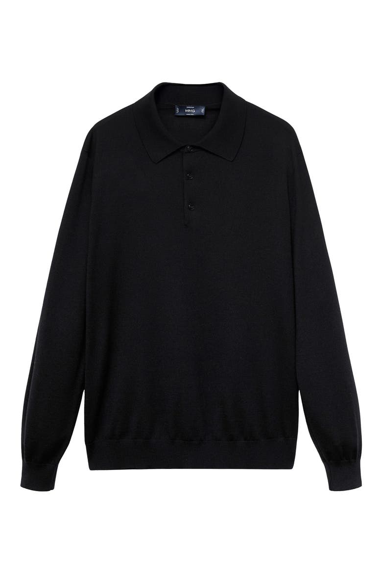 Wool Sweater Polo, Alternate, color, BLACK