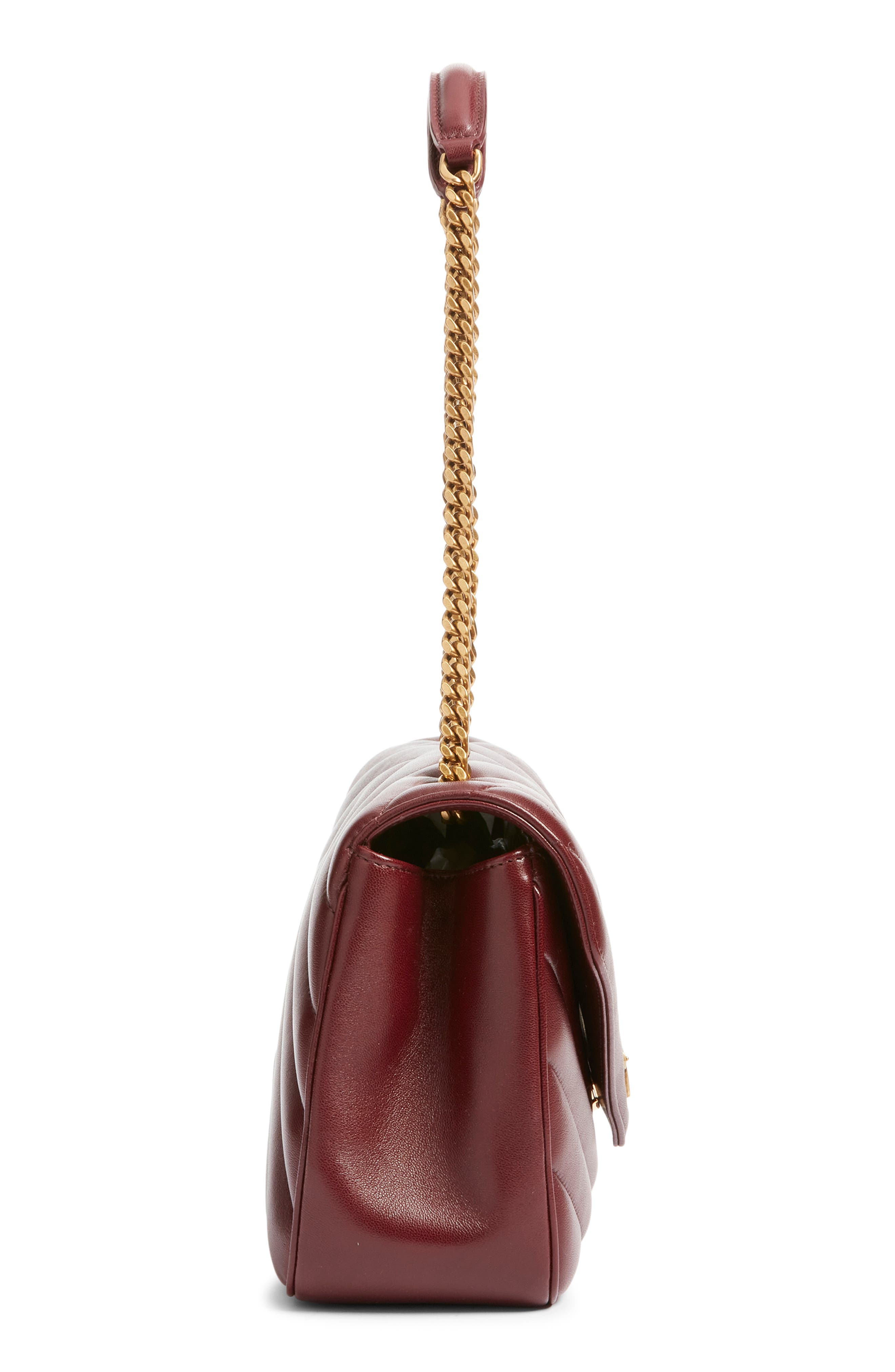 Saint Laurent Medium Loulou Quilted Leather Shoulder Bag, Alternate, color, Rouge Cabernet
