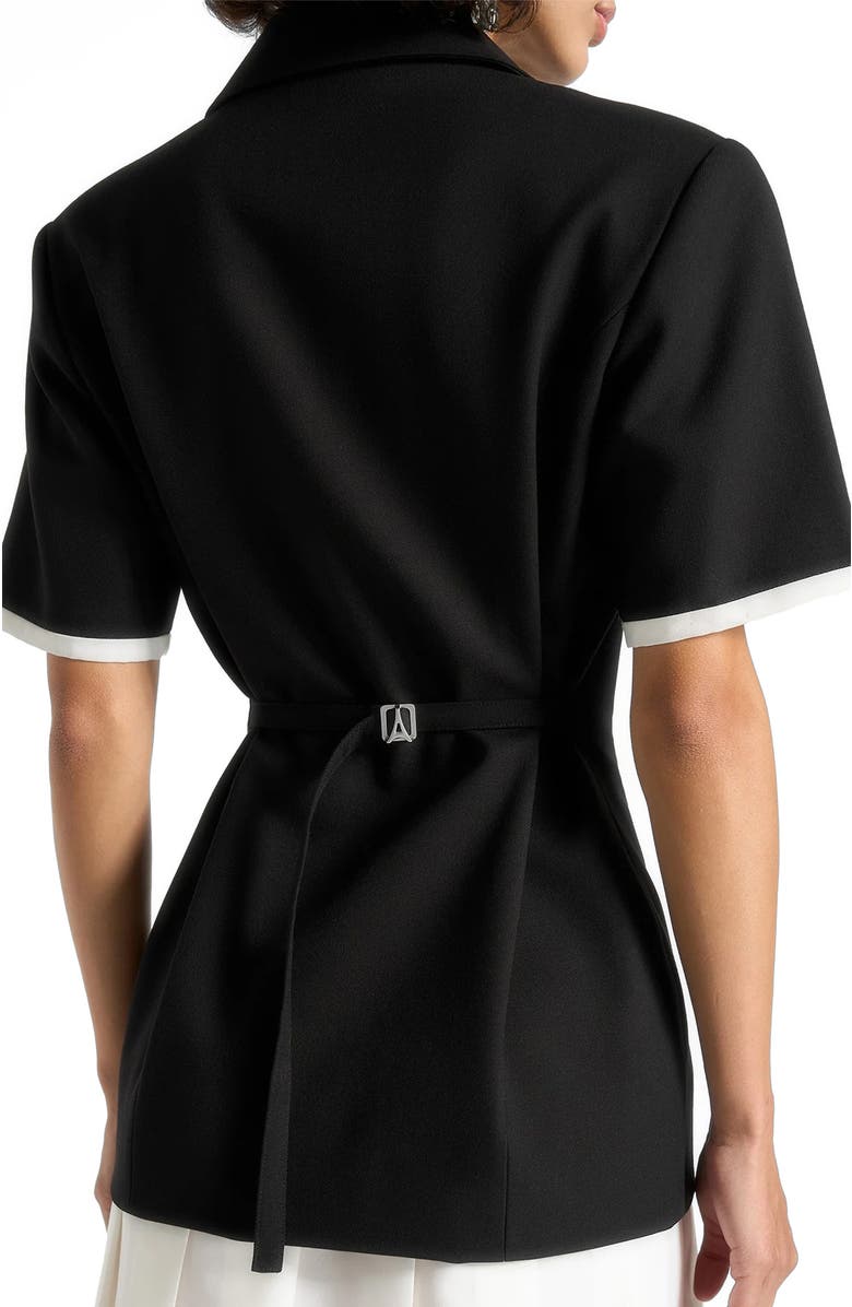 Manière De Voir Baya Tailored Cinch Waist Pleated Blazer Dress, Alternate, color, Black
