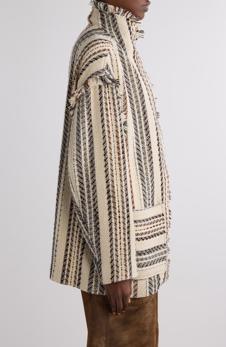 Isabel Marant Étoile Illisa Stripe Fringe Jacket, Alternate, color, Ecru