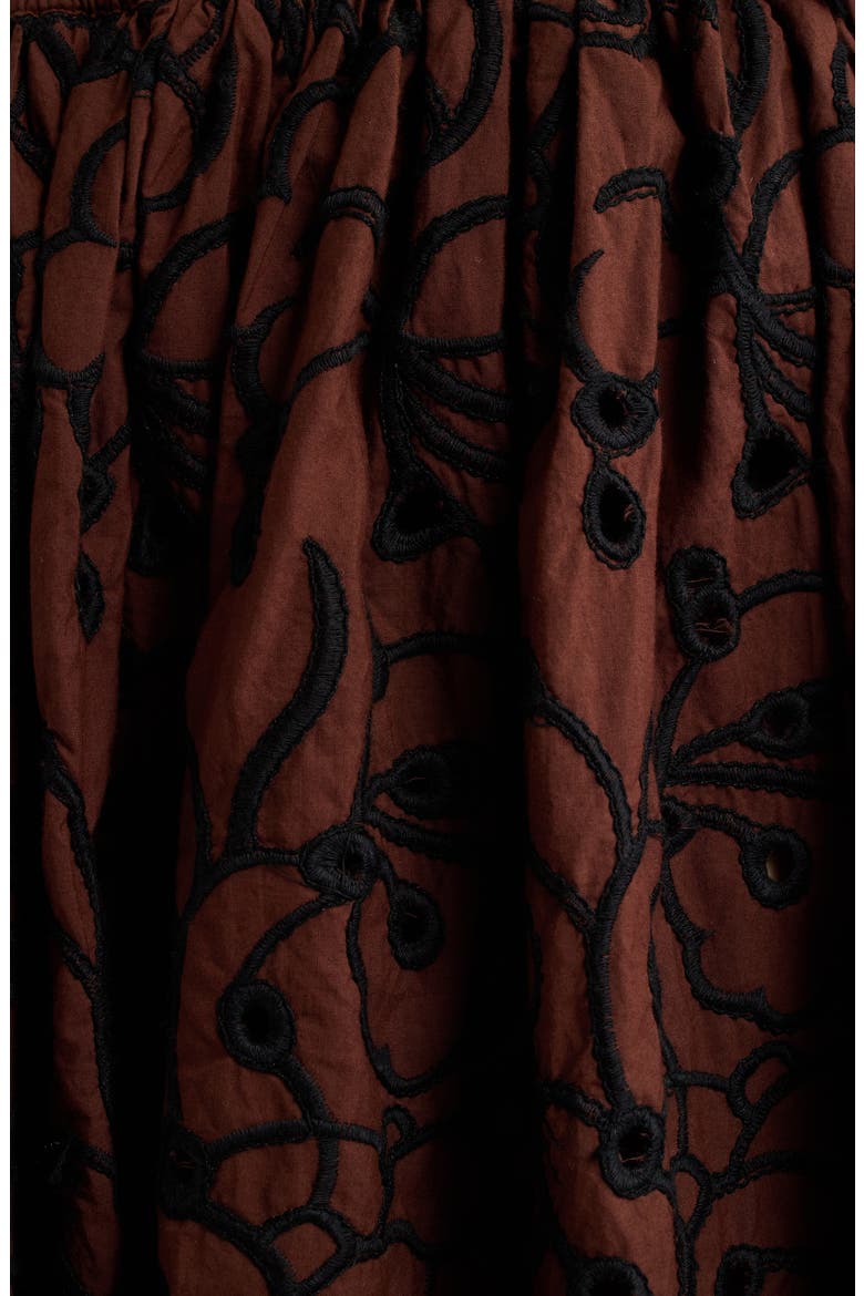 Fantasia Embroidered Eyelet Midi Skirt, Alternate, color, BROWNSTONE EMBROIDERY