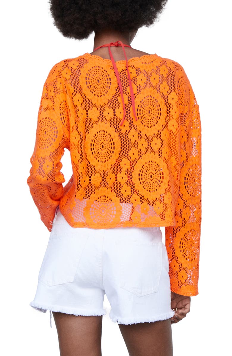 MANGO Openwork Long Sleeve Top, Alternate, color,