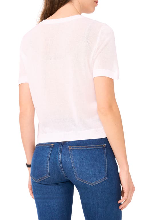 HALOGENR HALOGEN(R) SHORT SLEEVE BUTTON-UP SWEATER