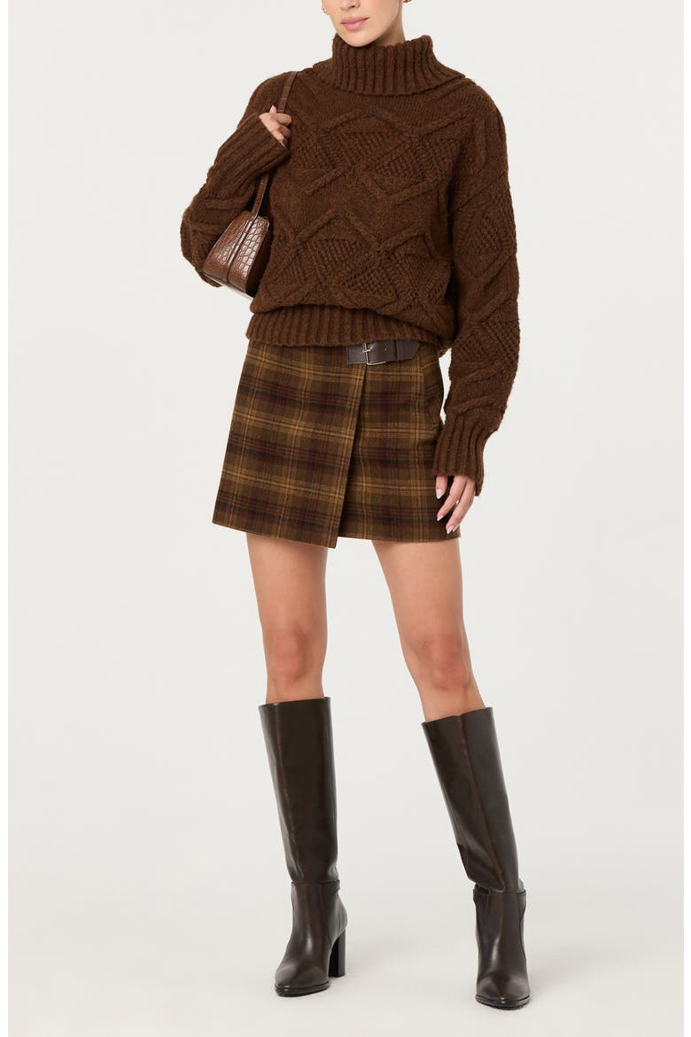 Janeth Cable Turtleneck Sweater, Alternate, color, BROWN