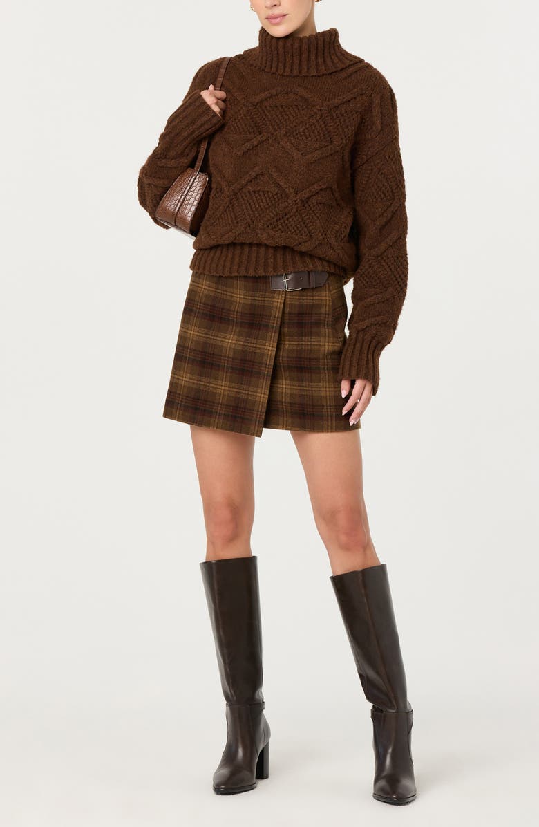 ASTR the Label Janeth Cable Turtleneck Sweater, Alternate, color, Brown