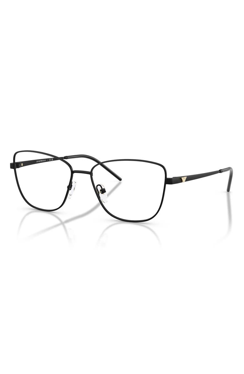 Emporio Armani 53mm Irregular Optical Glasses, Alternate, color, Matte Black / Demo Lens