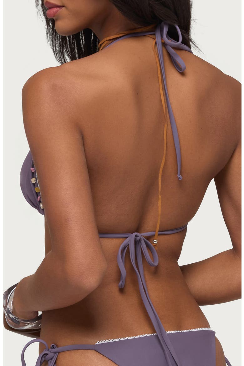 Helen Stone Embellished Triangle Bikini Top, Alternate, color, PURPLE