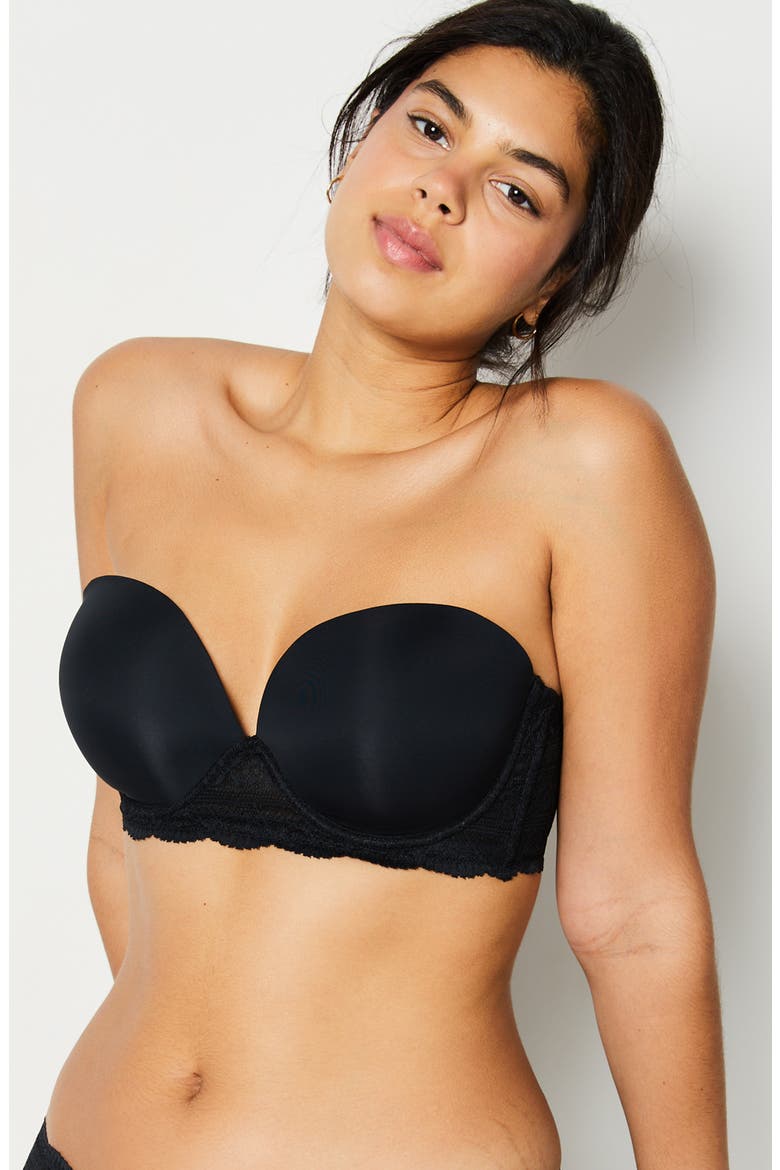 Idole Underwire Bandeau Bra, Alternate, color, BLACK