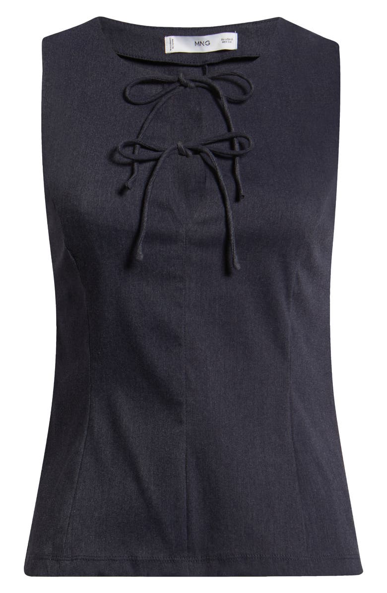 MANGO Dena Tie Front Sleeveless Top, Alternate, color, Blue