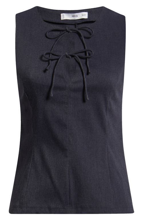 Mango Dena Tie Front Sleeveless Top In Blue