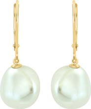 EFFY 14K Yellow Gold 10mm Freshwater Pearl Drop Lever Back Earrings