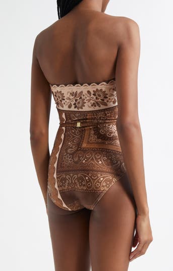 Zimmermann Lucky Belted One-Piece Bandeau Swimsuit | Nordstrom