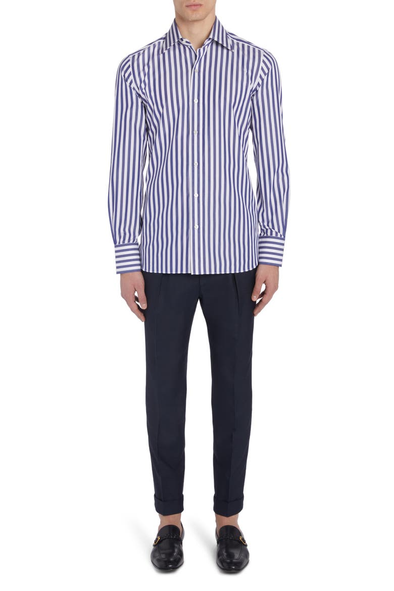 Slim Fit Stripe Button-Up Shirt, Alternate, color, WHITE/ BLUE