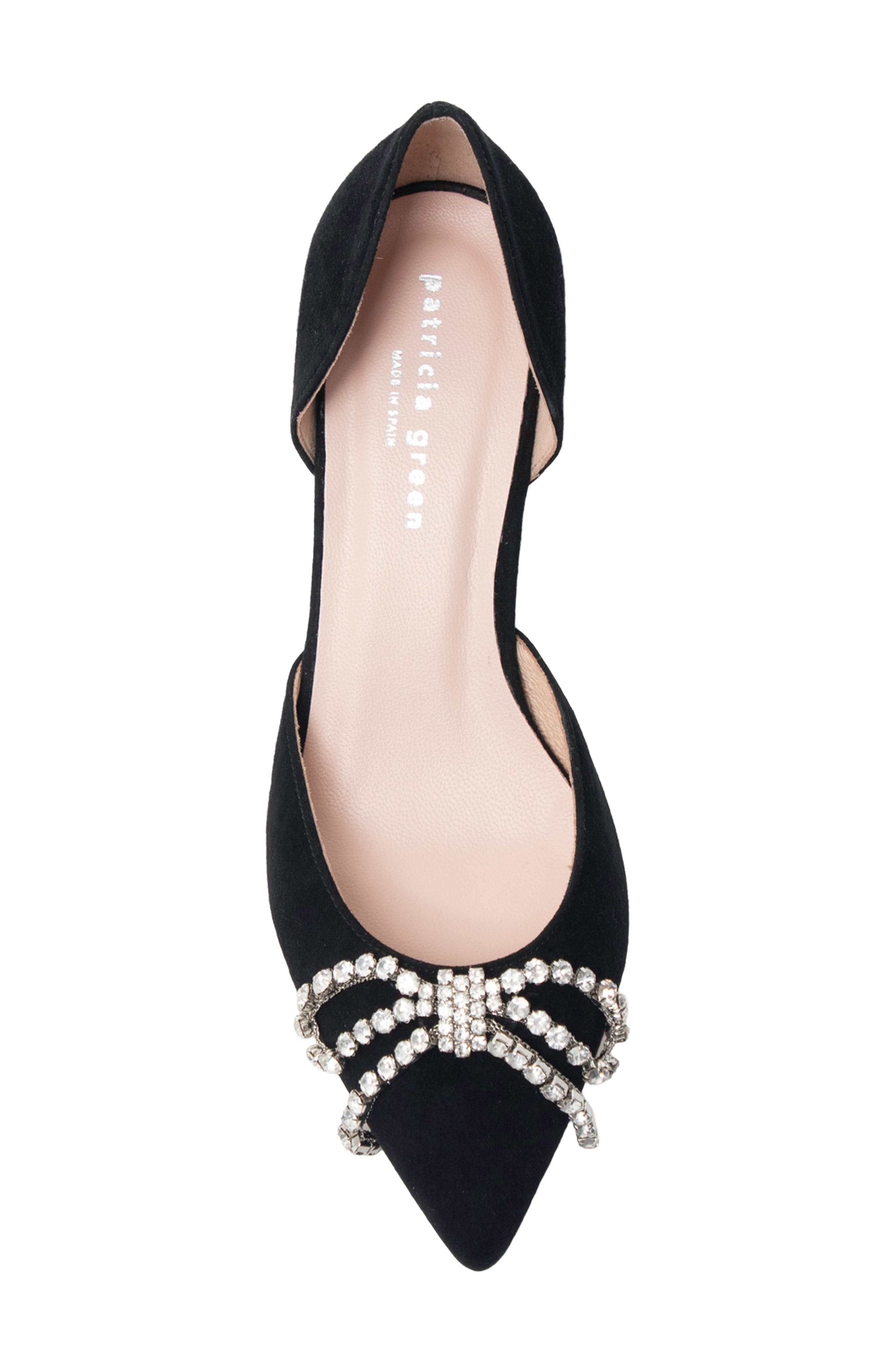 Bella Crystal Bow d'Orsay Pump, Alternate, color, BLACK SUEDE