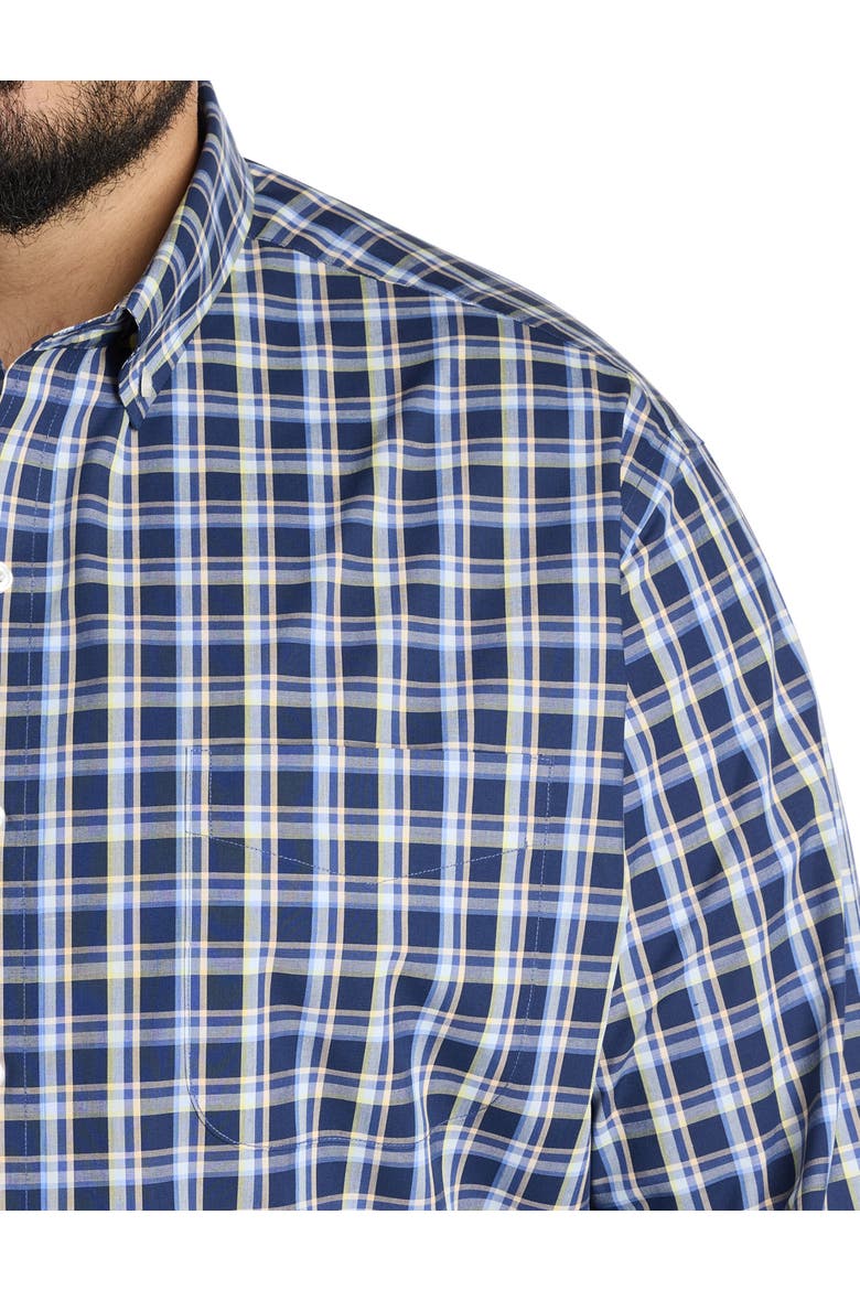 Big & Tall  Small Plaid Performance Sport Shirt, Alternate, color, BLUE MULTI