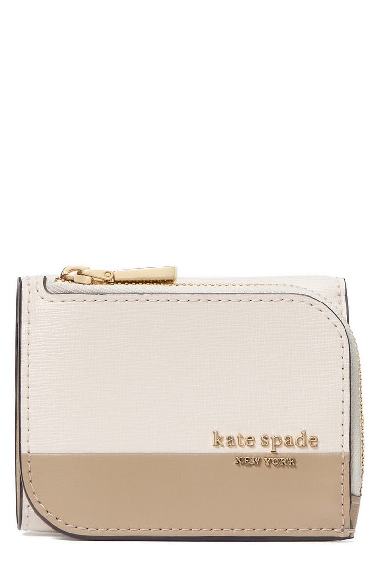 small devin colorblock saffiano leather card case, Main, color, TIMELESS TAUPE MULTI