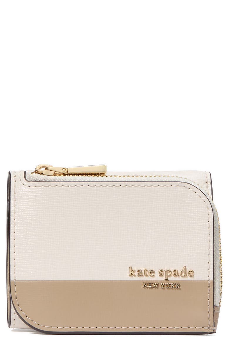 Kate Spade New York small devin colorblock saffiano leather card case, Main, color, Timeless Taupe Multi