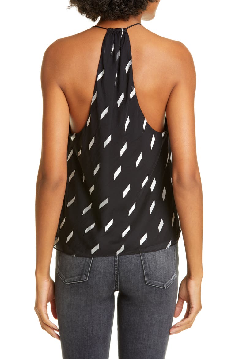 Harmon Racerback Silk Blend Tank Top, Alternate, color, RIBBON TAPE BLACK/ SOFT WHITE